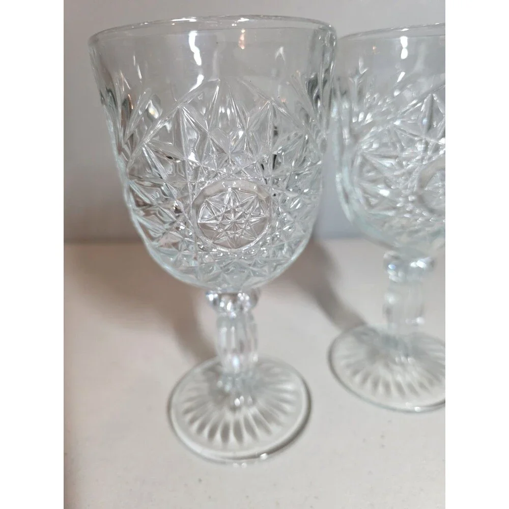 Set of 2 Hobstar Water Goblet by Libbey Glass  Pressed Glass